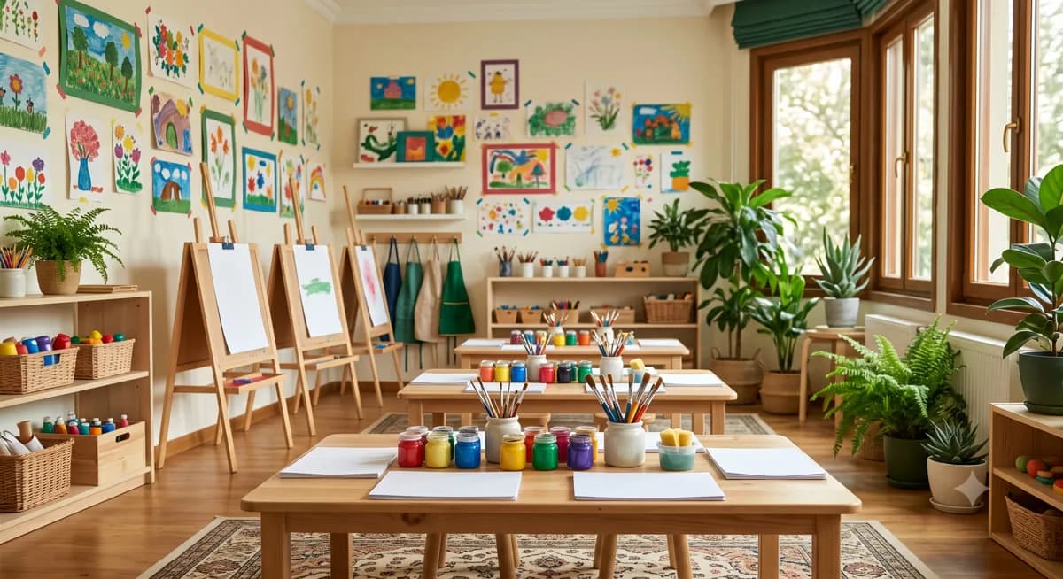 Anaokulu sanat ve seramik etkinlik alanı